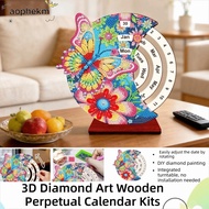 AOPHEKM Diamond Art Perpetual Calendar Kits, Wooden Diamond Art Calendar, Rotating Handmade DIY Diam
