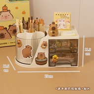 Giá để tài liệu capybara dễ thương với ngăn kéo và kẹp giữ bút cho văn phòng phẩm