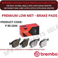 BREMBO DISC BRAKE PAD REAR FOR VW GOLF [5G1, MK7] 1.4TSI 2.0GTi (2012-2020YR) / PASSAT [B8, 3G2] (2014-2022)