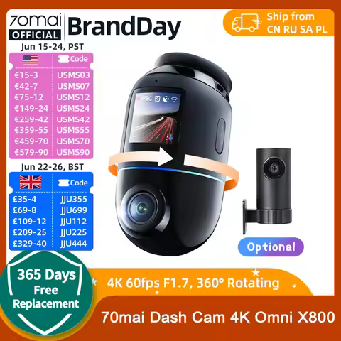 Global Version 70mai Dash Cam 4K Omni X800 360° Rotating Dual-Channel HDR Supported 4G Compatible Su