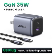 [qifen] UGREEN GaN 35W Charger USB Charger PD3.0 QC3.0 Quick Charger For iPhone 15 14 13 Pro Samsung
