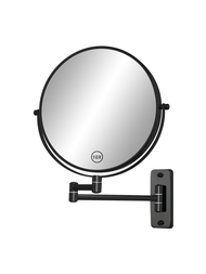 1入組8寸黑色掛牆化妝鏡-10倍放大雙面旋轉延伸浴室鏡360度旋轉梳妝鏡放大鏡掛壁安裝