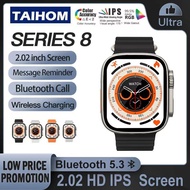 TAIHOM Smart Watch Series 8 Ultra Smart Watch 2.02 นิ้วเต็มหน้าจอกันน้ำบลูทู ธ ข้อมูลการโทร DIY วอลล์เปเปอร์ที่กำหนดเอง NFC Smart Watch กีฬาสมาร์ทนาฬิกาสำหรับ Android IOS