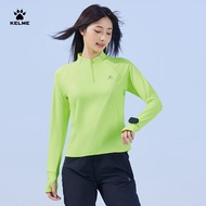 《323》KELME วิ่งครีมกันแดดเสื้อยืดผู้ชายและผู้หญิงในช่วงฤดูร้อนครึ่งซิปกีฬาแขนยาวการฝึกอบรมเสื้อแห้งเ