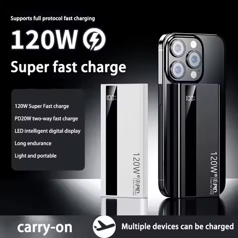 500000mAh High Capacity PowerBank 120W Super Fast Charging Portable External Battery Powerbank for i