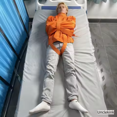 Orange Medical Restraint Jacket for Agitated Patients Mental Health Safety Garment with Metal Buckle