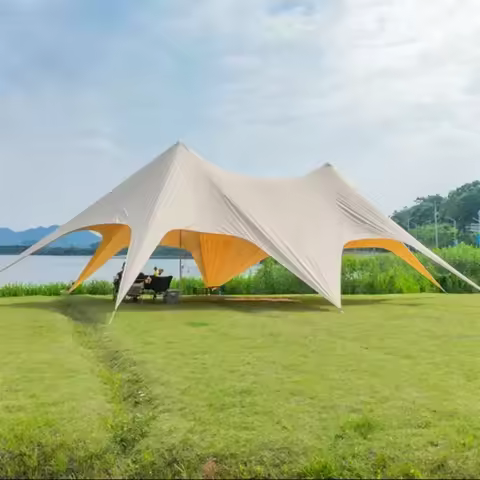 Wind-resistant Star Shade Tent, 900D Oxford Fabric Waterproof PU5000+, SPF50+ UV Sun Canopy for Outd