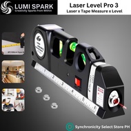 Laser Level Pro 3 - Tape Measure + Ruler + Cross Laser | 3IN1 Straight Engineer Measure Line Tool