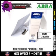 ABBA 2D Ring File/White File/Document File - 65MM Insert Binder