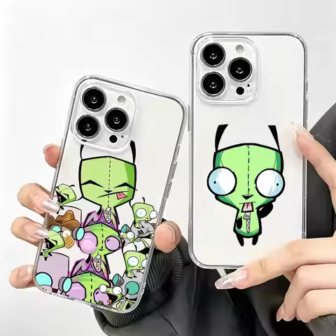 CARTOON I-Invader Zim-GIR Phone Case For iPhone 17 16 15 14 13 12 11 Mini Pro Max Plus Transparent C
