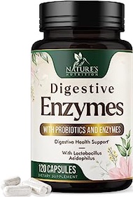 Digestive Enzymes with Probiotics and Bromelain Gentle Digestion Support Supplement for Women and Men - Daily Support for Gas, Bloating, Digestion and Occasional Constipation, Non-GMO - 120 Capsules