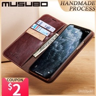 [HM] Musubo Card Case For iPhone 11 Pro Max Genuine Leather Flip Cover 13 Pro Fundas Luxury For iPhone Xs XR 8 7 6 Plus