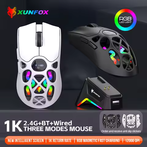 XUNFOX H16PRO Bluetooth Wireless Gaming Mouse, Three-Mode, Laptop, eSports, 1KHZ, 12000DPI, Cool Lig