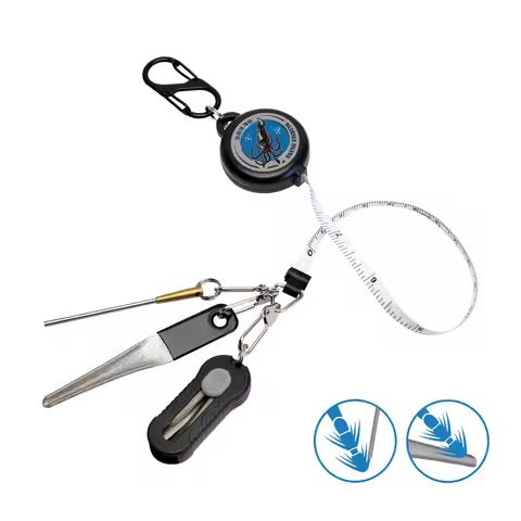 4in1 Eging Fishing Kit Retractor 100cm Tape Measure Mini Line Scissors Egi Hook Sharpener Hook Corre