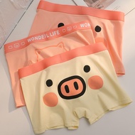 Boys Boxer Briefs Pig Boys Pink Cartoon Cute Men's Underwear Printed Pure Cotton Breathable Comforta