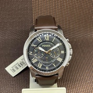 [Original] Fossil FS4813 Grant Chronograph Brown Leather Black Analog Men Watch