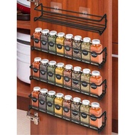 Black/Silver Metal Spice Rack, Wall Mounted Without Drilling Or Screws, Space Saving, Suitable For C