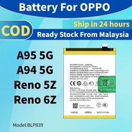 Battery BLP839 Bateri Compatible For Oppo A95 5G Reno 5Z Reno 6Z Batery A94 5G