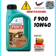 PETRONAS F900 10W40 4T MINYAK HITAM ENGINE OIL NEW PACKAGING LC135 Y15 Y16 EX5 DREAM RS150