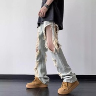 Original Clothes Room · Atelier🔥Summer Wear💦American High Street vibe Pants Knee Big Ripped Jeans Me