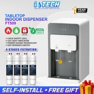 I-TECH Hot & Normal Tabletop Water Dispenser FT 509 - 4 Stages Antibacterial Filter Halal Certified