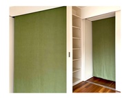 Green linen Japanese long noren curtain, order made restaurant noren, door step noren, martial arts dojo noren, closet