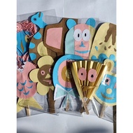 Handmade paper fan toy DIY paper fan character ice cream stick fan