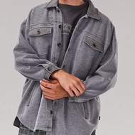 Australia Ghanda Ocean State 1984 Profile Loose Washed Distressed Polar Fleece Shirt Jacket Long Sle