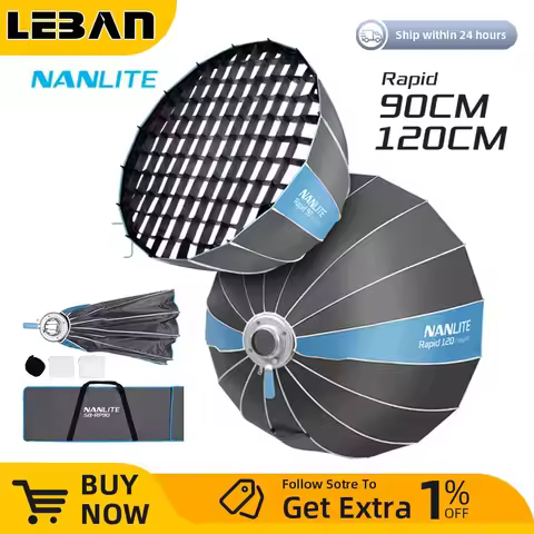 Nanlite Rapid 90CM 120CM Parabolic Softbox Bowens Mount Quick Installation Photography Light Accesso