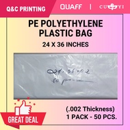 24x36 Inches PE Polyethylene Plastic Bag (Thickness - .002) - 1 Pack (50pcs) | QNC