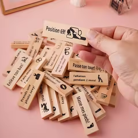 8 Languages 48PCS Brick Tower Game Couple Activity Date Night Valentine's Day Tumbling Tower Stackin