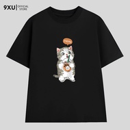 Cat Milk Tea T-shirt Men and Women Oversize Cotton 2-Way 250gsm Brand 9XU