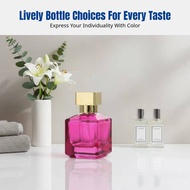 Square Glass Perfume Spray Bottle, Refillable, Press Pump, Custom Symbol