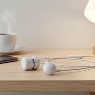 3.5mm,1.2,  Fon Telinga Muzik Berwayar Emas 3.5mm, Kabel Tahan Lasak 1.2m, Kawalan Dalam Talian