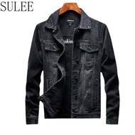 [SULEE] Men Black Jean Jackets Outerwear Casual Denim Coats New Men Large Size Denim jacket for men