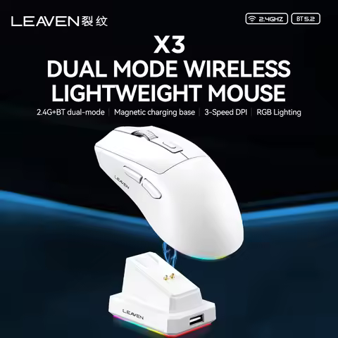 LEAVEN X3 2.4G Bluetooth Dual Mode Receiver Optical Mouse Wireless Gaming Mouse 1600DPI Bluetooth Co