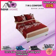 #CMFS  880TC 7 IN 1 Cadar Comforter Set Tebal Toto/blanket/Selimut/Bed sheet/ QUEEN KING Comforter B