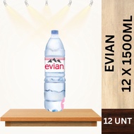 Evian Natural Mineral Water 1.5L x 12 Bottles | Large Bottle for Families, Restaurants & Events