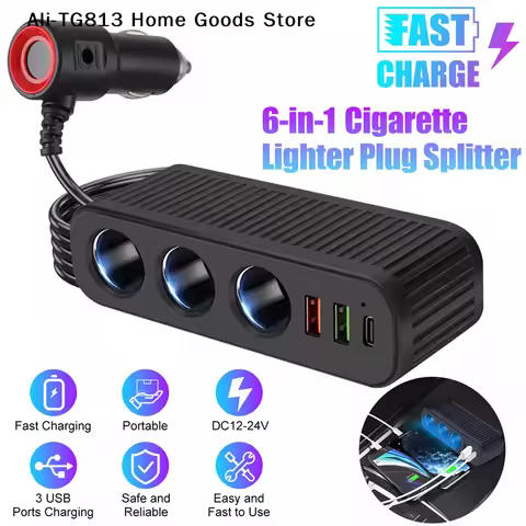 [TG813]Car Charger For Phones 120W Plug And Play Charger Splitter Overcharge Protection Charger Adap