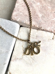 【VintageShop solo 日本直送 中古包專賣店】Christian Dior 迪奧 項鍊 金色 Logo 復古 vintage nbbp