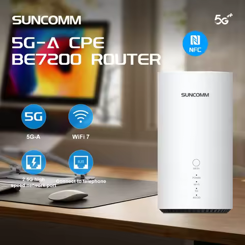 Hot Selling SUNCOMM SDX72 WiFi7 5G CPE BE7200 Dual Band IP Passthrough NFC Quick Connection 2.5Gbps 