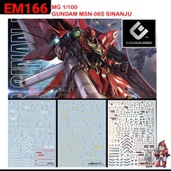 WATER DECAL [Evo] E-M166 MG 1/100 MSN-06S SINANJU GUNDAM FLUORESCENT Reflective Blacklike EM166 EM 1