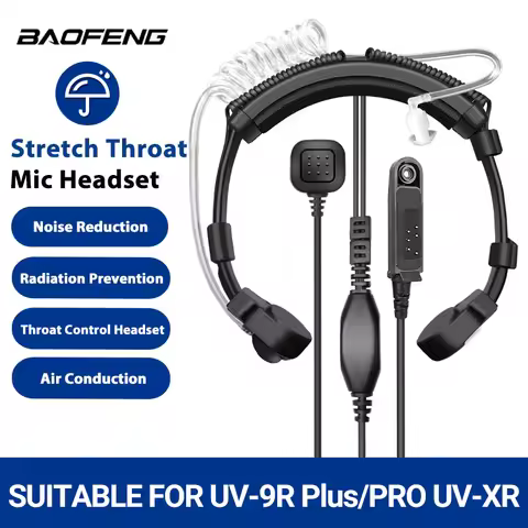 Waterproof Adjustable Acoustic Throat Mic Headset Tactical Acoustic Tube for Baofeng UV-9R PRO UV 9R