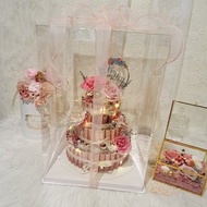 有錢花三層永生花蛋糕禮盒 可代寫卡片 乾燥花 永生花 鈔票蛋糕