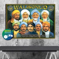 Poster Poto + Bingkai Wali Songo 9 wali UKURAN BESAR 30x45