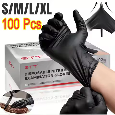 100/200/400/800Pcs Black Nitrile Examine Gloves Disposable 5MIL Medical Latex-Free Cleaning Work Glo