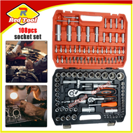 REDTOOL 108pcs tool set Mechanics Tools Kit and Socket Set 108-Piece Tool Set 1/2" 1/4" socket set