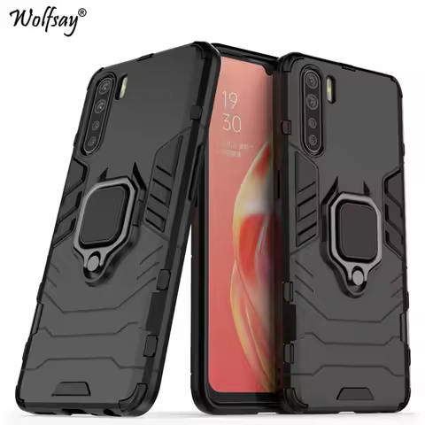 For OPPO A91 Case For Shockproof Armor Silicone Cover Hard Back PC Stand Phone Case For OPPO A91 Pro