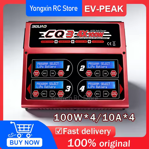 EV-PEAK CQ3 Charger for 100w 6s LiPo Battery with 4 Channel Multi Port Charging Station RC Drone Bat