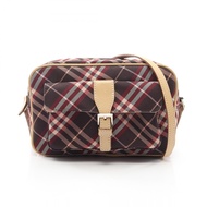 【二手】 BURBERRY BLUE LABEL女士單肩包，格紋，波爾多紅，帆布和皮革材質，Nova 格紋